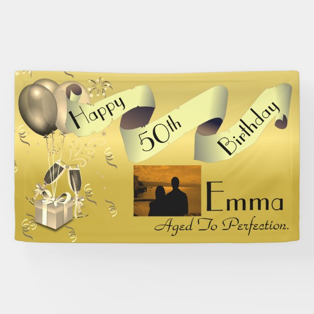 Lona Idea personalizada feliz cumpleaños 50 (Horizontal)