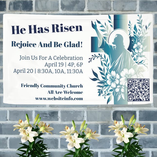 Lona Iglesia personalizado Jesús Cristiano cruza Pascua (Christian Easter Service Church Banner. Jesus Christ Has Risen. )
