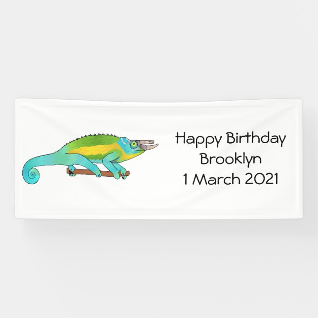 Lona Ilustracion chameleon personalizado de Jackson (Horizontal)