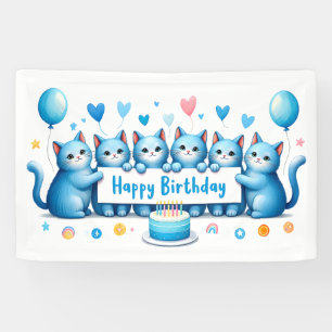 Lona Ilustracion de celebración del cumpleaños del gato