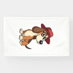 Lona Ilustración de dibujo animado de Basset Hound vint
