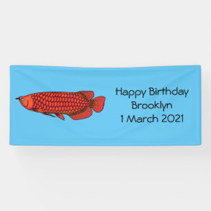 Lona Ilustración de dibujos animados de pez Arowana roj