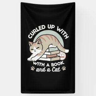 Lona Ilustracion de Gato de Amante de Libros - Curva y