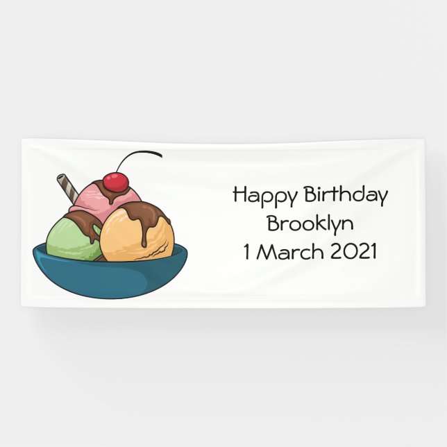Lona Ilustracion de helado personalizado (Horizontal)