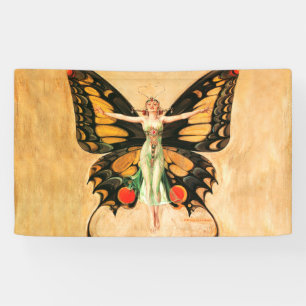 Lona Ilustracion de la mujer voladora de mariposa flapp