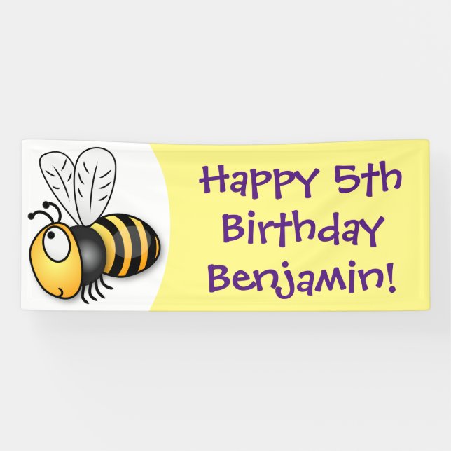 Lona Ilustracion de personalizado de abejas alegres (Horizontal)