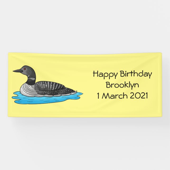 Lona Ilustracion de personalizado de aves de Loon (Horizontal)