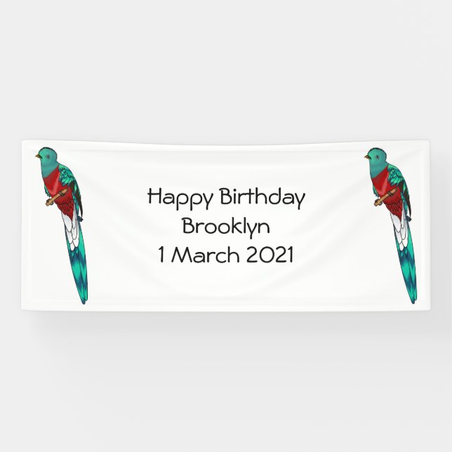 Lona Ilustracion de personalizado de aves quetzales res (Horizontal)