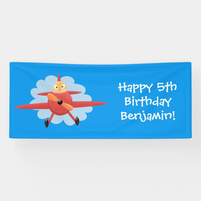 Lona Ilustracion de personalizado de avión rojo que vue (Horizontal)