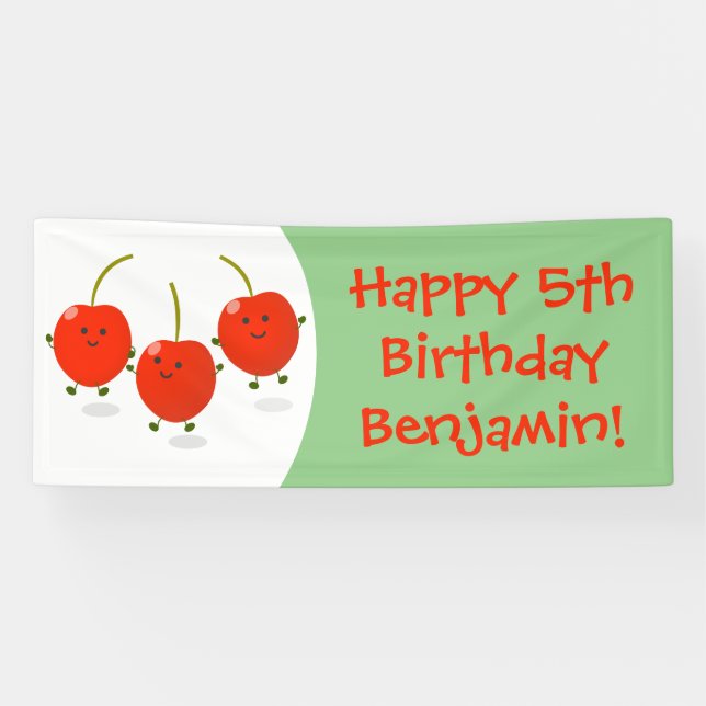 Lona Ilustracion de personalizado de cerezas rojas de s (Horizontal)