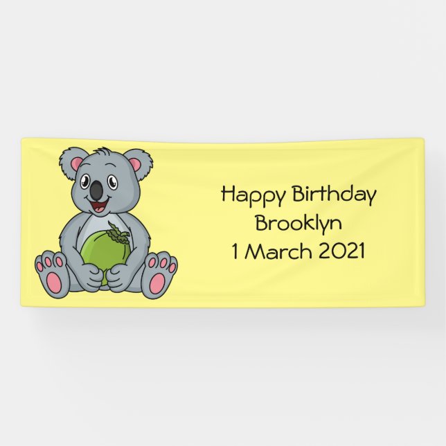 Lona Ilustracion de personalizado de coco y koala cuta (Horizontal)