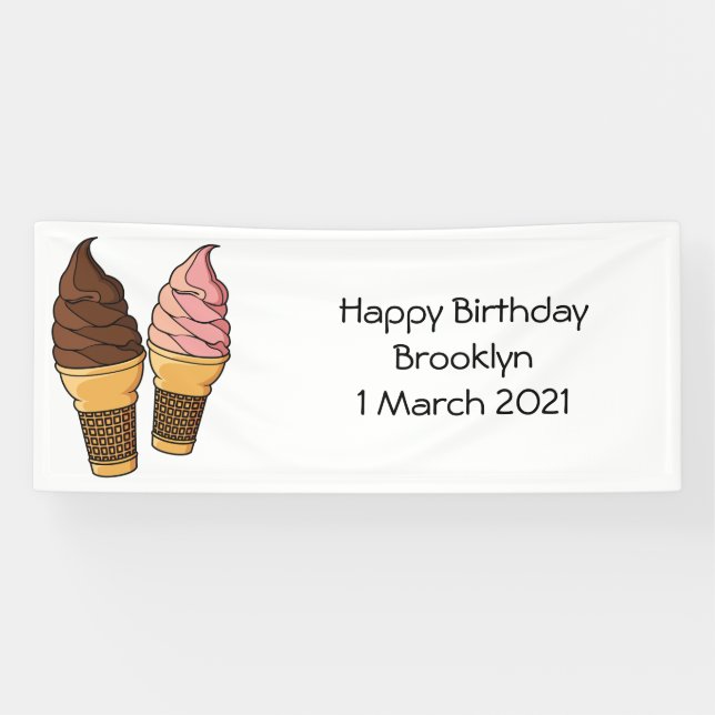 Lona Ilustracion de personalizado de helado de cono (Horizontal)