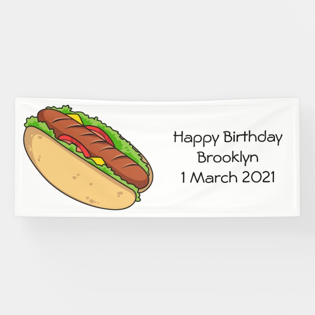Lona Ilustracion de personalizado de hot dog (Horizontal)