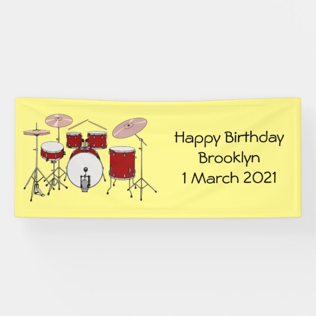 Lona Ilustracion de personalizado de kit de tambor (Horizontal)