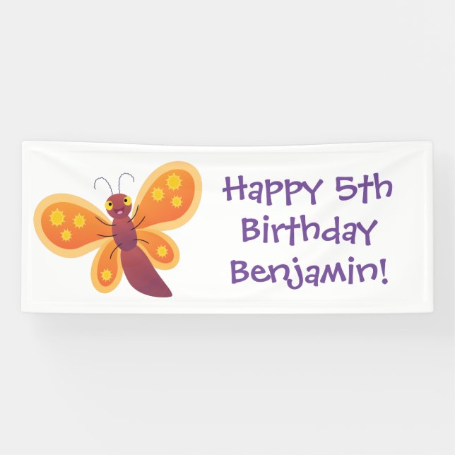 Lona Ilustracion de personalizado de mariposa naranja f (Horizontal)