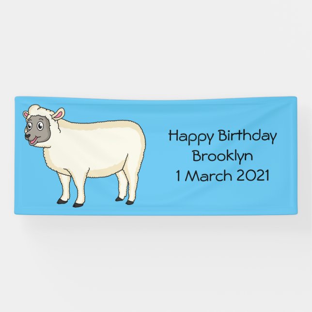 Lona Ilustracion de personalizado de ovejas alegres (Horizontal)