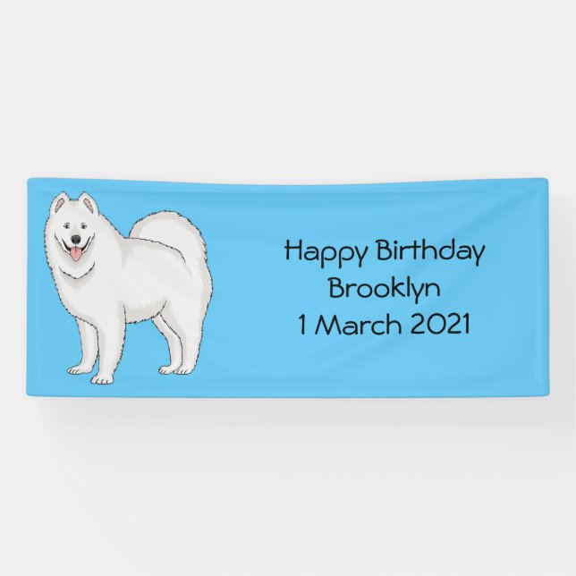 Lona Ilustracion de personalizado de perro de Samoyed (Horizontal)