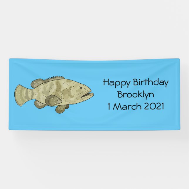 Lona Ilustracion de personalizado de pescado de grupo (Horizontal)