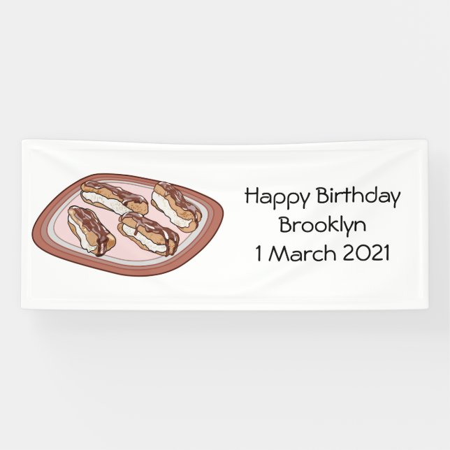 Lona Ilustracion de personalizado eclair de chocolate (Horizontal)