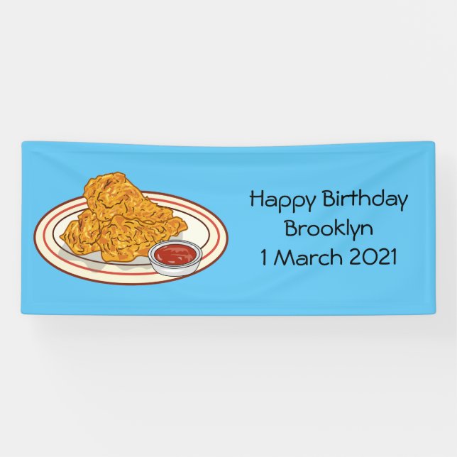 Lona Ilustracion de pollo frito personalizado (Horizontal)
