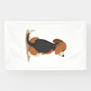Lona Ilustración de vista trasera de perro Beagle vinta