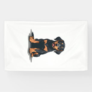 Lona Ilustración de vista trasera de perro negro y marr