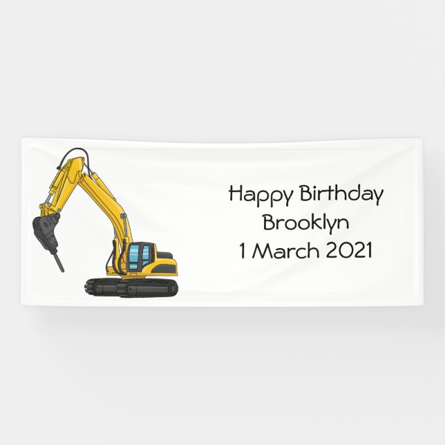 Lona Ilustracion del personalizado de la excavadora de  (Horizontal)