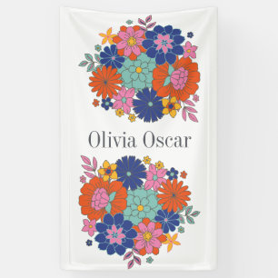 Lona Ilustración floral brillante boho flores coloridas