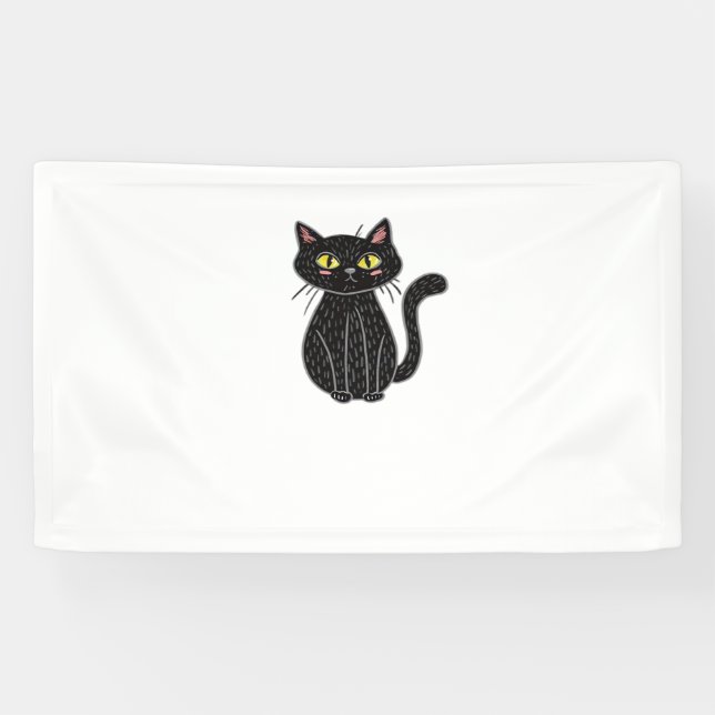 Lona Ilustracion Gato Negro, Doodle Cute Cat Classic T- (Horizontal)