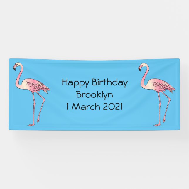 Lona Ilustracion personalizado de aves de Flamingo (Horizontal)