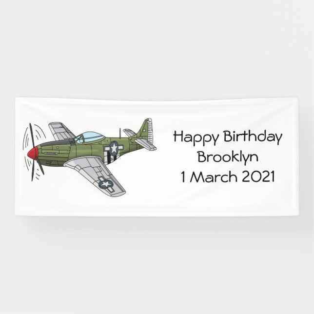 Lona Ilustracion personalizado de avión militar (Horizontal)