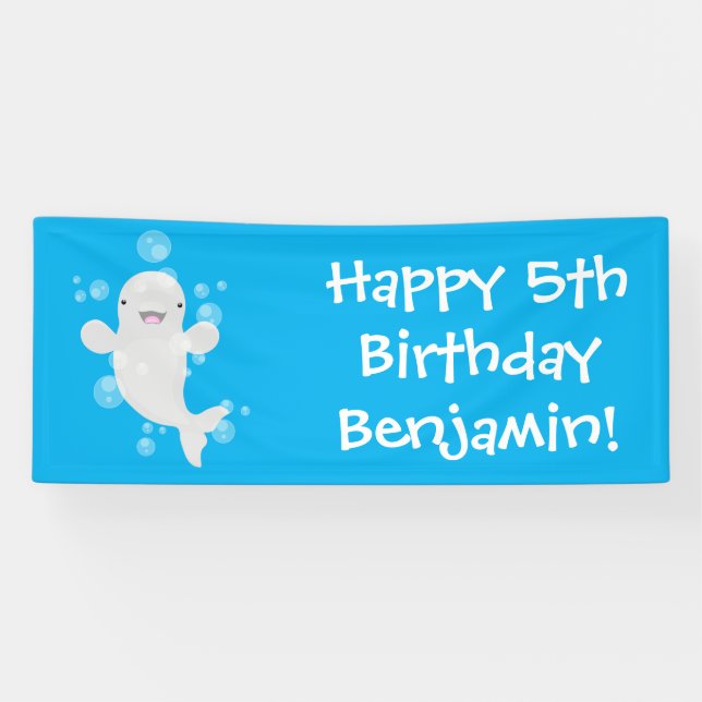 Lona Ilustracion personalizado de ballenas de la beluga (Horizontal)