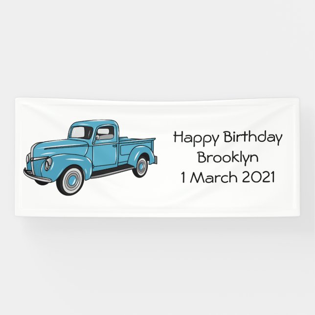 Lona Ilustracion personalizado de camioneta clásica (Horizontal)