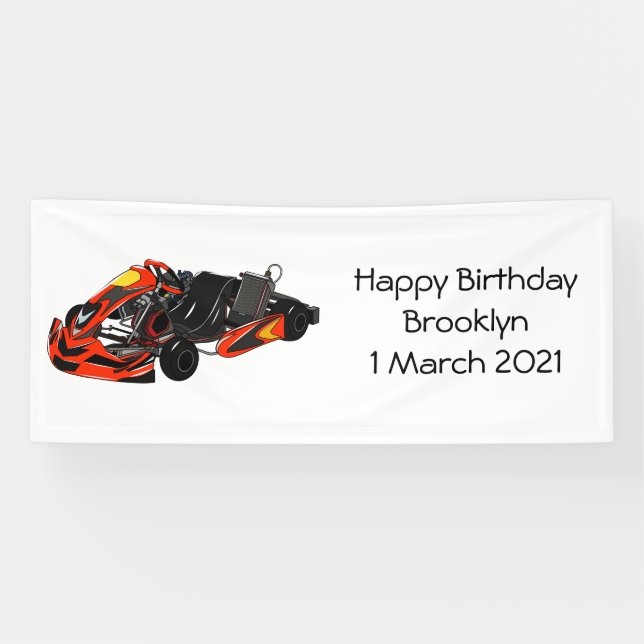 Lona Ilustracion personalizado de carreras de Kart (Horizontal)
