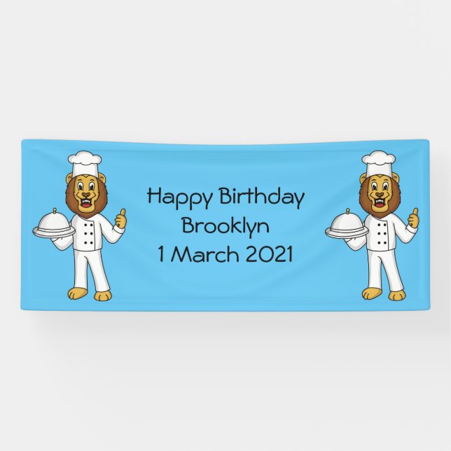 Lona Ilustracion personalizado de chef de un bonito leó (Horizontal)