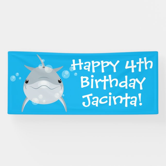 Lona Ilustracion personalizado de delfines kawaii (Horizontal)