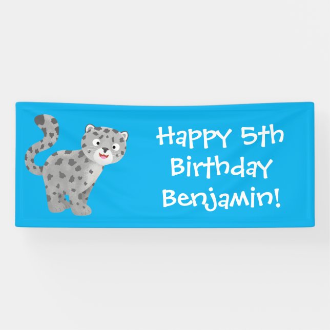 Lona Ilustracion personalizado de leopardo de las nieve (Horizontal)