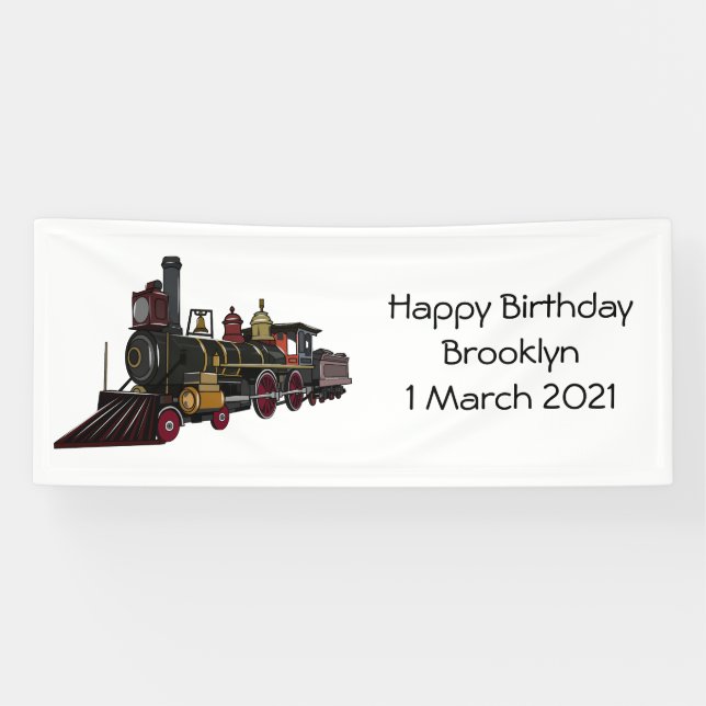 Lona Ilustracion personalizado de locomotora de vapor (Horizontal)
