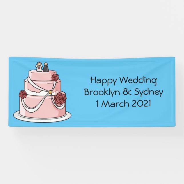 Lona ilustracion personalizado de pastel boda (Horizontal)