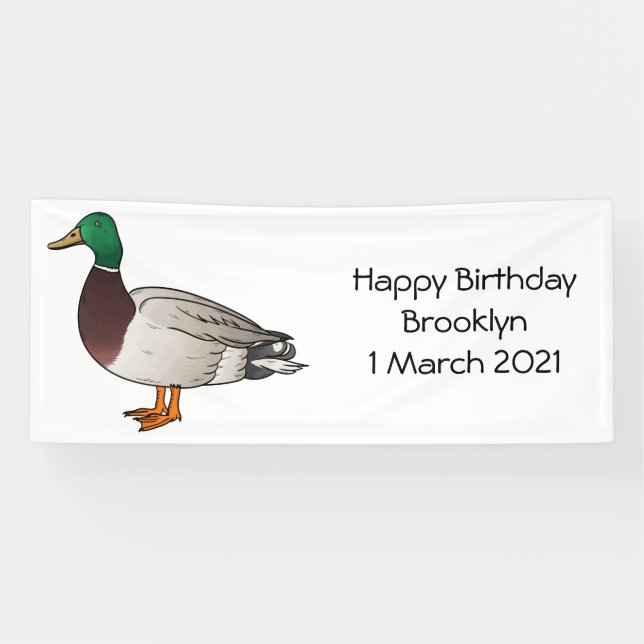 Lona Ilustracion personalizado de pato mallard (Horizontal)
