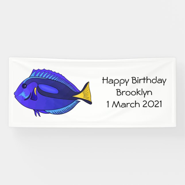 Lona Ilustracion personalizado de pescado tang azul (Horizontal)