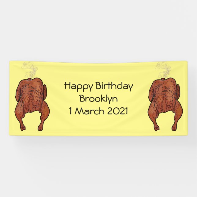 Lona Ilustracion personalizado de pollo asado (Horizontal)