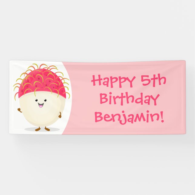 Lona Ilustracion personalizado de rambután rosa suave (Horizontal)