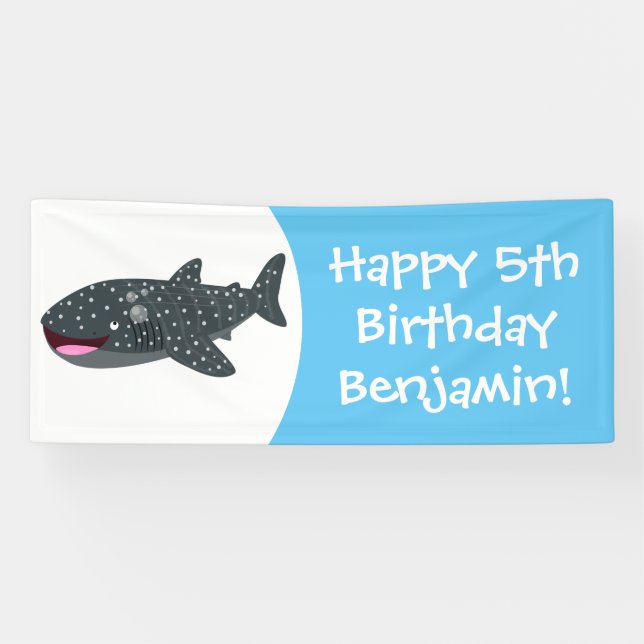 Lona Ilustracion personalizado feliz de tiburón ballena (Horizontal)