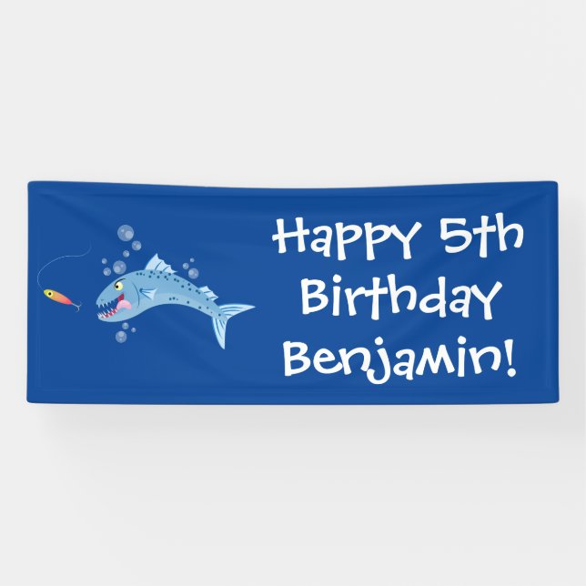 Lona Ilustracion personalizado pescador hambriento de b (Horizontal)