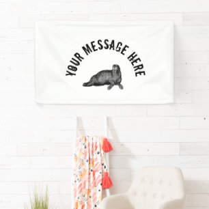 Lona Ilustracion simple de Black Walrus