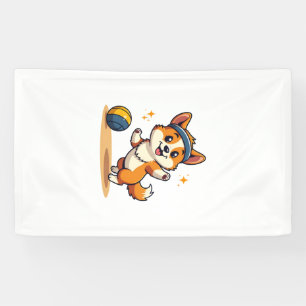 Lona Ilustración vectorial de perro de voleibol Corgi v