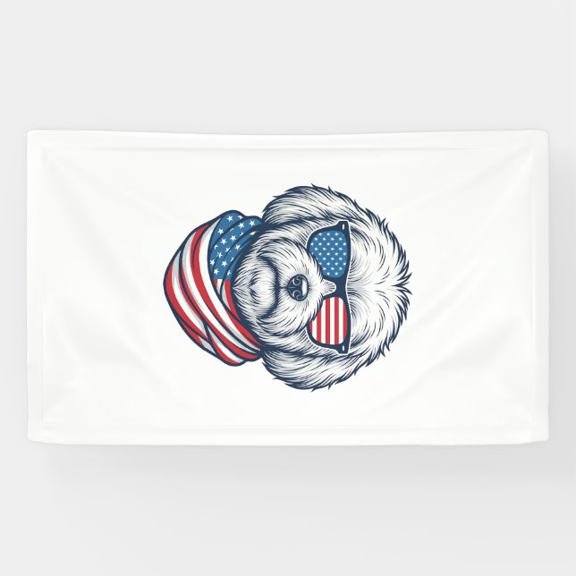 Lona Ilustración vectorial de perro esponjoso patriótic (Horizontal)