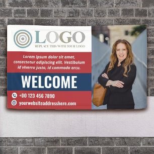 Lona Imagen de bienvenida roja para pequeñas empresas