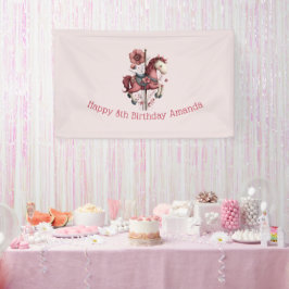 Lona Imagen de caballo de carrusel caprichoso de cumple